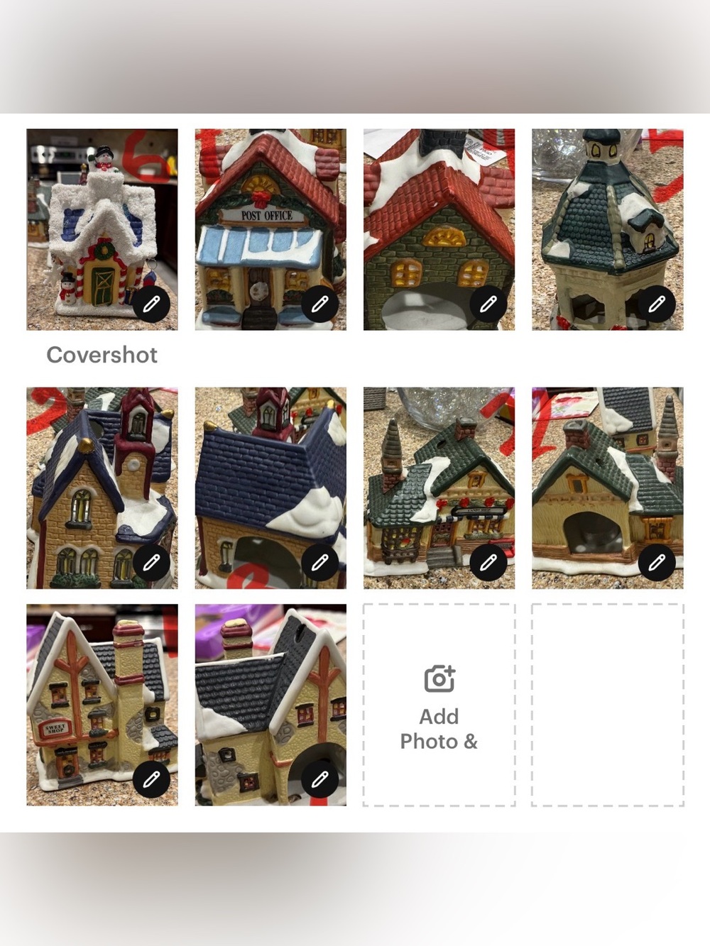 Set of 6 Christmas village pieces